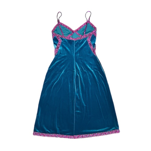 RARE Vintage Betsey Johnson New York Velvet Lace Ribbon Sequin Slip Dress - Picture 8 of 12